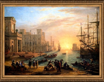 Claude Lorrain Seaport Sunset Art Print, 1639, Heavyweight Paper