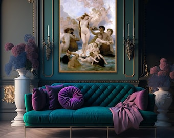 William Bouguereau, The Birth of Venus, 1879, museum-quality 250gsm matte paper giclée print /art canvas / unframed / framed.