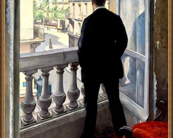 Gustave Caillibotte More, Young Man at His Window, A4 / A3 / A2 / A1 / A0  Premium Matte Fine Art Poster Wall Art Gift, Unframed/Framed