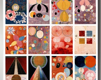 12 x Hilma af Klint postcards – a set of 12 reproduction art postcard-sized mini-prints - 300gsm premium-quality matte photo card