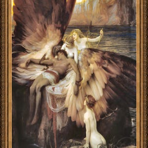 Herbert Draper, The Lament for Icarus, c. late 19c - A4 / A3 reproduction fine art print. Heavyweight paper