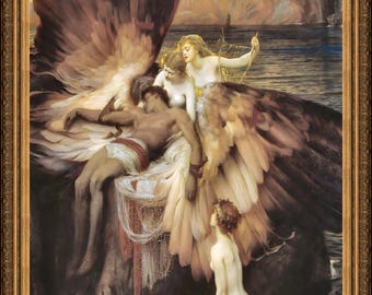 Herbert Draper, The Lament for Icarus, c. late 19c - A4 / A3 reproduction fine art print. Heavyweight paper