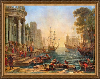 Claude Lorrain, Embarkation of Saint Ursula, 1641 -  A4 / A3 reproduction fine art print. Heavyweight textured art paper, archival inks