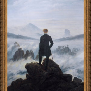 Caspar David Friedrich, Wanderer Above the Sea of Fog,  A4 / A3 reproduction fine art print. Heavyweight textured art paper/art canvas