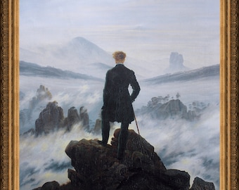 Caspar David Friedrich, Wanderer Above the Sea of Fog,  A4 / A3 reproduction fine art print. Heavyweight textured art paper/art canvas