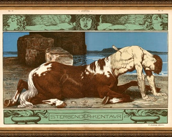 Vintage Art Nouveau print (#036) – a rare late 19th Century German 'Jugendstil' art print. A4 / A3 Heavyweight art paper, archival inks