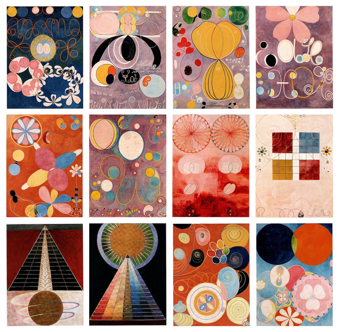 12 X Hilma Af Klint Postcards a Set of 12 Reproduction Art Etsy