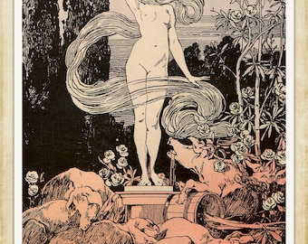Grabado Art Nouveau vintage (n.º 90): una rara estampa de arte Jugendstil alemana de finales del siglo XIX. Papel artístico de alto gramaje (A4/A3), tintas pigmentadas de archivo.