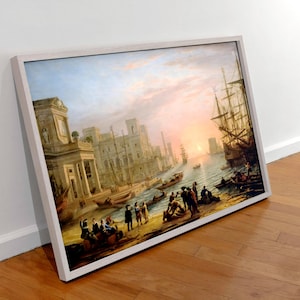 Claude Lorrain, Seaport at Sunset, 1639, museum-quality 250gsm matte paper giclée print /art canvas / unframed / framed