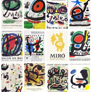 12 x Joan Miró Ausstellungsposter Postkarten (#2) - ein Set von 12 Reproduktion Kunstpostkarten - hochwertiger 300gsm matter Fotokarton