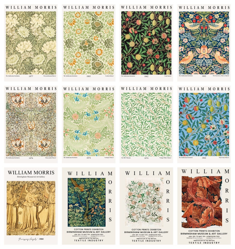 12 x William Morris postcards a set of 12 reproduction art postcards premium-quality 300gsm matte photo card image 1