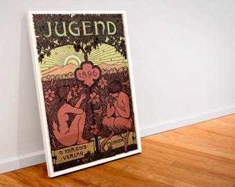 Vintage Art Nouveau print (032) 19th c German Jugendstil, museum-quality 250gsm matte paper giclée print /art canvas / unframed / framed.