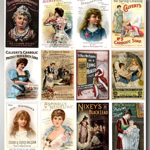 12 x Viktorianische Werbe-Postkarten (4) eine Sammlung von 12 individuellen 19thc. Reproduktion Kunst Postkarten Premium 300gsm matte Fotokarte