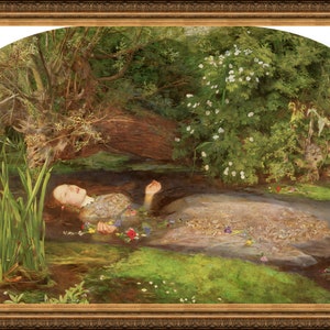 John Everett Millais, 1829-96, Ophelia, - A4 / A3 reproduction fine art print. Heavyweight paper