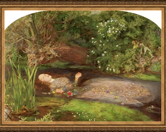 John Everett Millais, 1829-96, Ophelia, - A4 / A3 reproduction fine art print. Heavyweight paper
