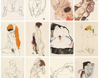 12 x Egon Schiele postcards III – a set of 12 reproduction art postcard-sized mini-prints - 300gsm premium-quality matte photo card