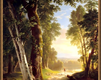 Asher Brown Durand, The Beeches, 1845, museum-quality 250gsm matte paper giclée print /art canvas / unframed / framed.