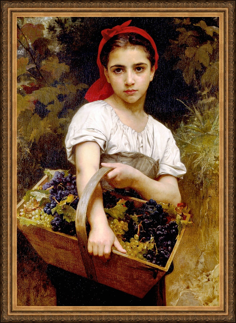 William Bouguereau, The Grape Picker, 1875 A4 / A3 reproduction fine art print. Heavyweight paper / real art canvas image 1