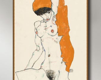 Egon Schiele, Vulgar Naked Woman, (1914), INSTANT DOWNLOAD ultra-hi-res XL 300dpi print-ready digital files in 5 ratios