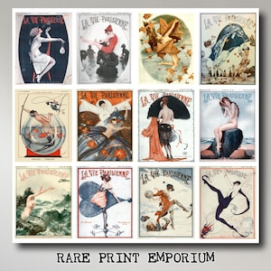 12 x La Vie Parisienne Postkarten - ein Set von 12 Reproduktionen des Art Nouveau, Miniprints in Postkartengröße - auf 300 gsm Premium-Fotokarton