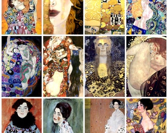 12 x Gustav Klimt postcards (3) – a set of 12 reproduction art postcards -  premium-quality 300gsm matte photo card