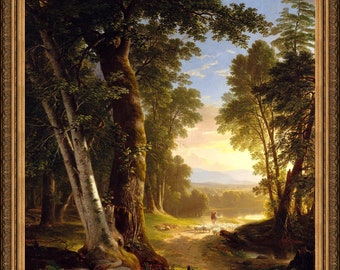 Asher Brown Durand, The Beeches, 1845 - A4 / A3 reproduction fine art print. Heavyweight textured art paper / real art canvas, archival inks
