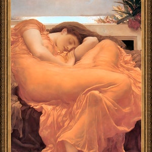 Frederick Leighton, Flaming June, 1895 - A4 / A3 reproduction fine art print. Heavyweight paper / real art canvas
