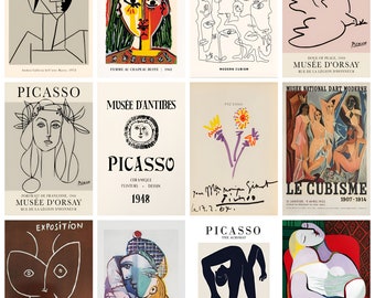 12 x Picasso exhibition poster postcards (series 1) – a set of 12 reproduction art postcards - 300gsm premium-quality matte photo card