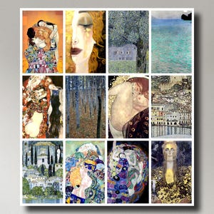 12 x Gustav Klimt postcards (series 3) – a set of 12 reproduction art postcard-sized mini-prints -  premium-quality 300gsm matte photo card
