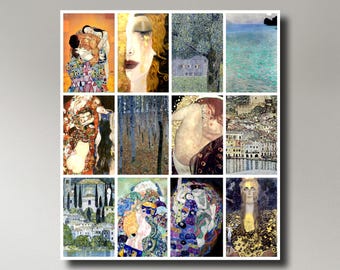 12 x Gustav Klimt postcards (series 3) – a set of 12 reproduction art postcard-sized mini-prints -  premium-quality 300gsm matte photo card