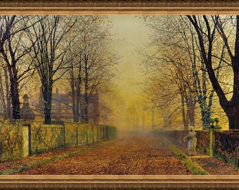 John Atkinson Grimshaw, Evening Glow,  1884 -A4 / A3 reproduction fine art print. Heavyweight textured paper/ real art canvas