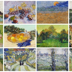 12 cartes postales Vincent van Gogh (série 3) - lot de 12 reproductions d'art - carte photo mate 300 g de qualité supérieure