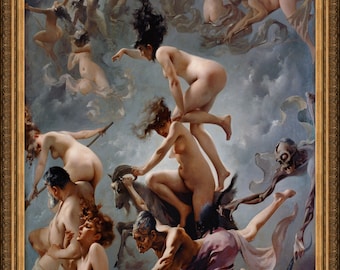 Luis Falero, Witches Going to their Sabbath, 1878 -  A4 / A3 reproduction fine art print. Heavyweight textured art paper/ real art canvas