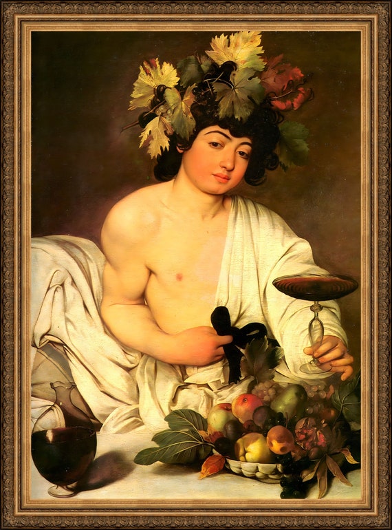 Caravaggio, Bacchus, 1596,  A4 / A3 reproduction fine art print. Heavyweight textured art paper/ real art canvas