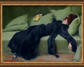 Ramon Casas, Decadent Woman, 1899 - A4 / A3 reproduction fine art print. Heavyweight paper
