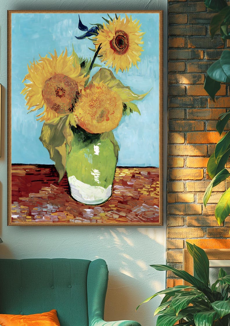 Van Gogh, Vase With Three Sunflowers 1888 A4 / A3 Reproduction Fine Art