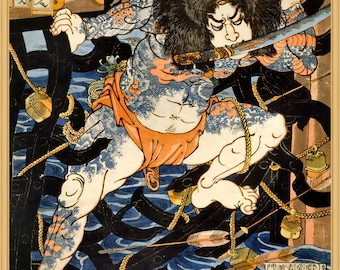 Utagawa Kuniyoshi, Heroes from Water Margin, 19c Japanese, museum-quality 250gsm matte paper giclée print /art canvas / unframed / framed
