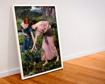 John William Waterhouse, Gather ye Rosebuds, 1909 , museum-quality 250gsm matte paper giclée print /art canvas / unframed / framed