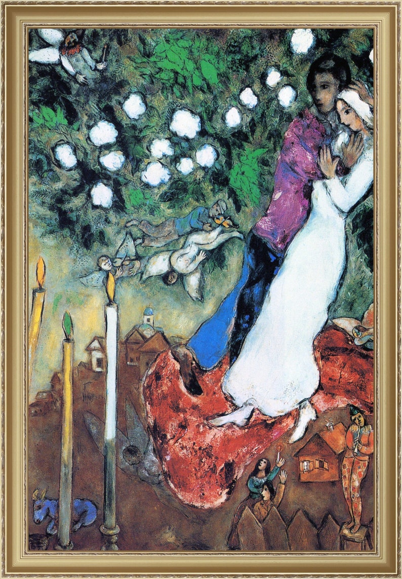 Marc Chagall, The Three Candles, 1938, A4 / A3 reproduction fine art print. Heavyweight paper / real art canvas image 1