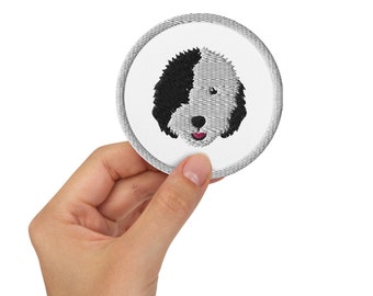 Sheepadoodle patch, embroidered sheepadoodle patch, sheepadoodle gifts, Embroidered patches.