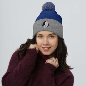 Sheepadoodle beanie, embroidered sheepadoodle beanie hat, sheepadoodle gifts, Pom-Pom Beanie