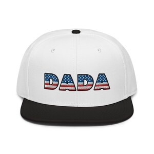 Dada hat flat brim, embroidered American flag unisex snapback hat style 2, patriot hat gifts.