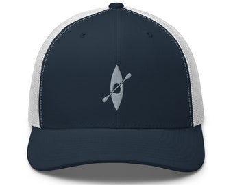 Cappello da camionista per kayak, cappello da kayak, per uomo e donna, cappello unisex ricamato, regali per kayak, ricamo grigio.