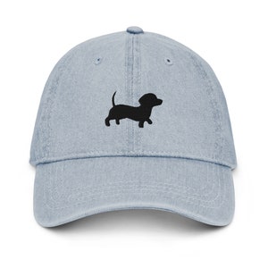 Dachshund hat, embroidered unisex denim hat, cute dachshund mom hat, dog dad hat, dachshund gifts, design 3.