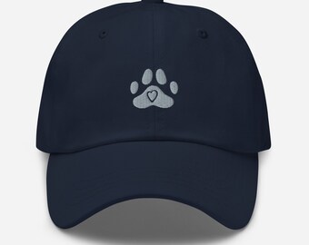 Paw print hat, dog lover hat, dog mom hat, dog dad hat, embroidered unisex baseball hat, dog lover gifts.
