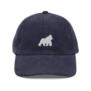 Gorilla corduroy hat, embroidered unisex corduroy hat, gorilla gifts, gorilla 2.