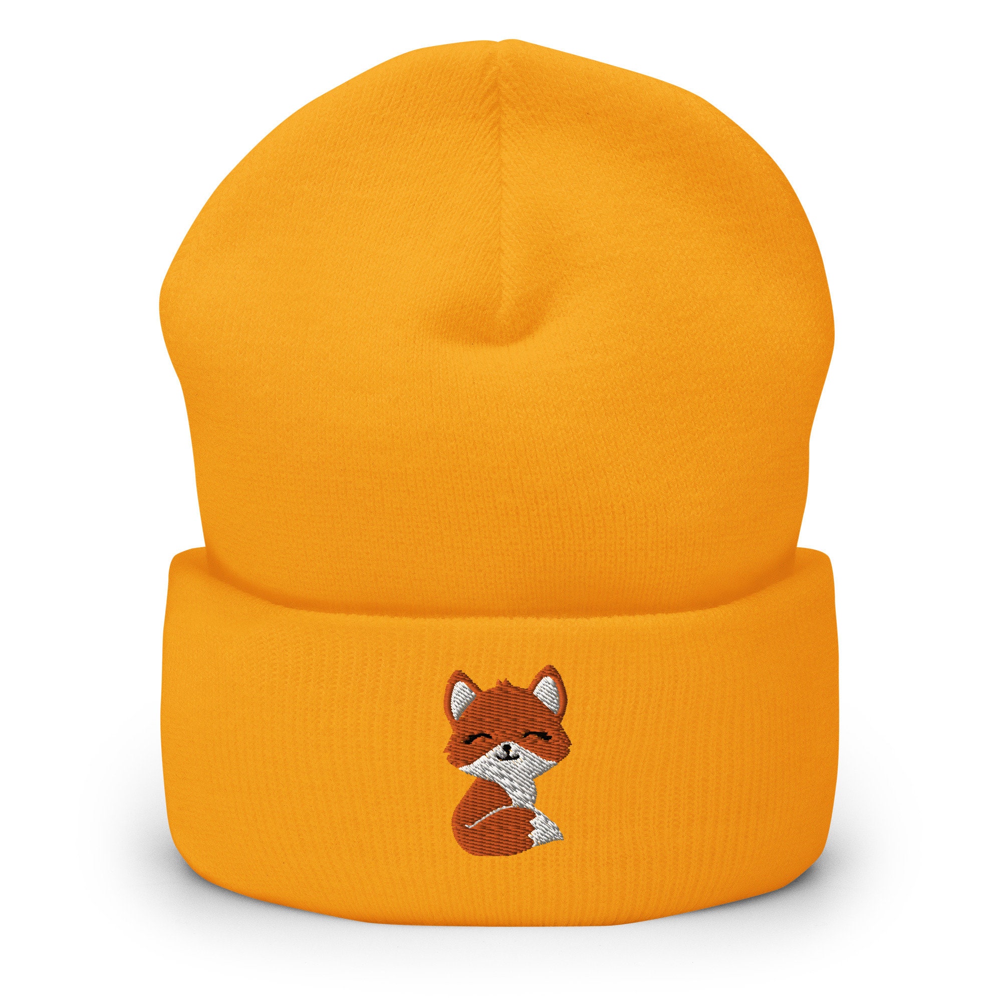 Bonnet Tricoté Motif Renard Brodé – Chaud Et Mignon, Pour Femmes Et Filles – Cadeau Kawaii