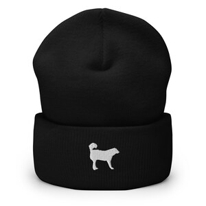 Akbash beanie, white akbash dog beanie, akbash dog gifts, Embroidered unisex cuffed beanie, akbash mom dad hat.