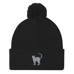 Siamese cat beanie, embroidered unisex Pom-Pom Beanie, siamese cat gifts, cat mom cat dad hat.