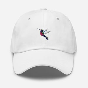 Sombrero de colibrí, sombrero unisex bordado, regalo de colibrí, sombrero para amantes de los colibríes.